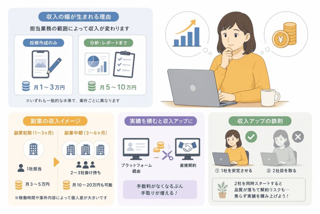 副業の収入相場（月3万〜20万の幅がある理由）